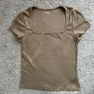 Women’s Old Navy Tan Ribbed Scoop Neck Tee